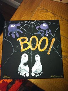 a halloween card that says boo on it