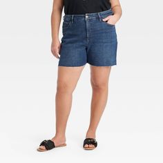 These Mid-Rise Denim Shorts from Ava & Viv™ make a perfect pick for sunny days. Made from stretchy denim fabric, these regular-fit jean shorts offer easy movement and all-day comfy wear. The belt-loop waistband with fly button and zipper closure gives you a secure fit, while the front and back pockets add functional style. Pair these shorts with comfy tees and tank tops for a number of versatile looks. Dark Wash Short Leg Bottoms For Spring, Summer Mid-rise Relaxed Fit Jeans, Summer Relaxed Fit Mid-rise Jeans, Stretch Medium Wash Short Jeans, Medium Wash Stretch Short Jeans, Stretch Medium Wash Short Length Jeans, Stretch Dark Wash Jeans In Short Length, Stretch Dark Wash Short Length Jeans, Dark Wash Stretch Jeans Short Length