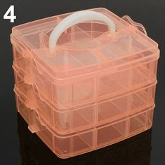 a plastic storage box with four compartments