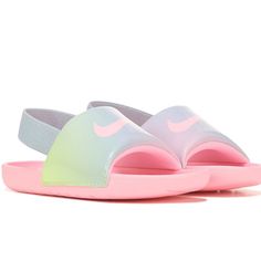 New With Box Nike Slides. Size 5. Playful Synthetic Slip-on Slides, Pink Non-slip Slip-on Slides, Playful Synthetic Sneakers For Summer, Playful Synthetic Slides For Spring, Spring Playful Synthetic Slides, Pink Sneakers For Summer Playtime, Summer Pink Non-slip Sneakers, Pink Slip-on Sneakers For Playtime, Playful Pink Slip-on Sneakers