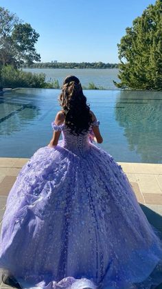 Lavender Princess 3D Flowers Sweetheart Quinceanera Dresses Ball Gown – formalgowns Lilac Quince Dress With Sleeves, Quencinera Dress, Quinceanera Dresses Aesthetic, Quinceanera Dance Outfits, Periwinkle Quinceanera Dress, Light Purple Quince Dresses, Qenseñera Ideas, Lavender Quince Dress, Light Purple Quinceanera Dresses