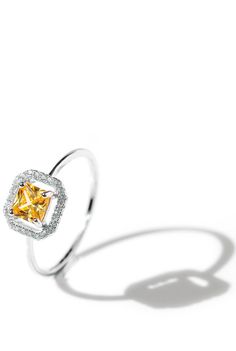 .925 Sterling Silver Ring w/Yellow Crystal | Honeysuckle by Oomiay – Oomiay Jewelry White Gold Citrine Jewelry With Halo Setting, Party White Gold Diamond Ring With Halo Setting, Yellow Sterling Silver Crystal Promise Ring, Yellow Sterling Silver Halo Setting Jewelry, Yellow Sterling Silver Promise Ring, Elegant Yellow Sterling Silver Birthstone Ring, Yellow Sterling Silver Jewelry With Center Stone, Yellow Sterling Silver Ring With Halo Setting, Yellow Sterling Silver Rings With Halo Setting