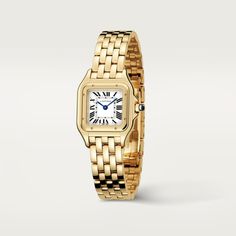 Panthère de Cartier watch Gold Cartier Analog Watch, Cartier Yellow Gold Analog Watch, Cartier Analog Watch In Yellow Gold, Luxury Yellow Gold Watch Accessories With Rectangular Dial, Formal Yellow Gold Quartz Watch, Modern Gold Cartier Watches, Luxury Yellow Gold Watch With Rectangular Dial, Classic Watches With Gold-tone Hardware And Rectangular Dial, Timeless Yellow Gold Watch With Rectangular Dial