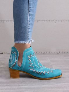 Retro Ethnic Embroidered Ankle Boots Embroidered Closed Toe Winter Boots, Bohemian Fall Boots With Flat Heel, Embroidered Western Summer Boots, Western Embroidered Boots For Summer, Embroidered Western Boots For Summer, Embroidered Boots For Spring Festivals, Spring Festival Embroidered Boots, Summer Closed Toe Heeled Boots, Winter Embroidered Heeled Boots With Round Toe