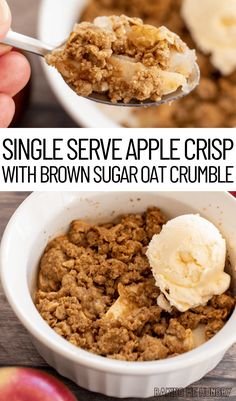 This Simple Serve Apple Crumble is the best way to curb your sweet tooth! Loaded with fresh apples and the best crumble topping, this simple dessert is a must-make! Treat yourself to this sweet treat for one that you don't have to share! Quick Apple Dessert, Irish Apple Cake, Edible Cookie Dough Recipe, Ice Cream Drinks, Caramel Bits, Protein Treats, Cookie Dough Recipes, Edible Cookies, Edible Cookie Dough