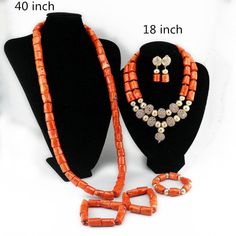 Material: Coral Length : Inner Necklace  18 inch for women, 40 inch for men (If you need custom length, please contact with us for the price firstly) Items included: Necklace / Bracelet / Earring All items are by handmade, it need to take about 3-5 days to make it . Elevate your African wedding attire with the African Wedding Jewelry Set, featuring a traditional coral bead necklace set. Handcrafted with meticulous attention to detail, this set exudes cultural beauty and elegance. The exquisite c Elegant Orange Jewelry With 8mm Beads, Wedding Jewelry With 108 Beads, African Wedding Jewelry, Cultural Beauty, African Wedding Attire, Coral Beads Necklace, Wedding Jewelry Set, Trendy Hat, Coral Jewelry