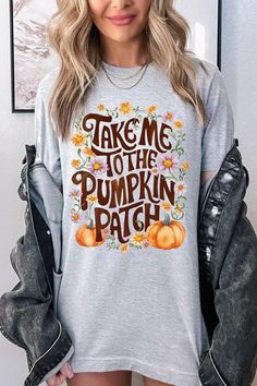 Experience the autumn season in style with the Take Me To The Pumpkin Patch Graphic Tee/T-shirt. Designed with a vibrant and playful graphic, this tee is perfect for those who love everything pumpkin. Made from soft and comfortable fabric, it's perfect for a day at the pumpkin patch or a cozy night in. Candle Graphic, Everything Pumpkin, Autumn Adventures, Concert Festival, Graphic Tees Vintage, Film Prints, Cozy Night, Birthday Party Gift, Graphic Design Print