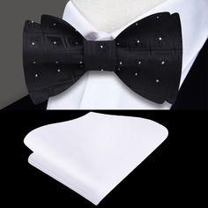 Shirt Pairing Suggestions: The geometric pattern adds visual interest, so it’s important to choose shirts that balance the bow tie's design while complementing its black base. Solid White Dress Shirt: A solid white shirt is the ultimate classic pairing. It offers a crisp, clean background, allowing the geometric pattern to be the focal point. Perfect for formal events where tradition meets style. Light Grey Dress Shirt: For a softer contrast, a light grey dress shirt subtly highlights the geomet Black Summer Business Ties, Black Summer Formal Ties, Elegant Black Summer Ties, Classic Black Ties, Black Bow Tie With Butterfly Knot For Business, Black Butterfly Knot Bow Tie For Business, Black Butterfly Knot Bow Tie, Black Bow Tie For Summer Party, Black Summer Party Bow Tie