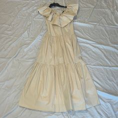 Pretty, Cream Colored And Ruffly Midi Dress From English Factory. Perfect Condition (With Tags) Cotton Midi Dress With Ruffles, Chic A-line Maxi Dress With Ruffles, Cotton A-line Maxi Dress With Ruffles, Chic Cotton Ruffle Dress, Daywear Midi Dress With Ruffle Sleeves, Ruffle Sleeve Midi Dress For Daywear, Cotton Midi Dress With Ruffle Sleeves, A-line Midi Dress With Ruffles For Garden Party, Cotton Ruffle Dress For Brunch