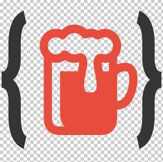 a red beer mug with two black arrows around it