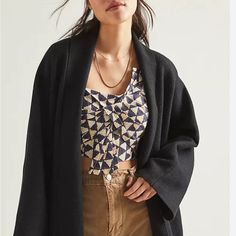 New Anthropologie Cardigan - Size Is All But Perfect For A Medium. Black Tops For Daywear In Winter, Black Open Front Top For Fall, Black Open Front Top For Work, Black Open Front Tops For Work, Chic Black Cardigan For Day Out, Fall Daywear Tops With Open Front, Open Front Tops For Fall Daywear, Open Front Tops For Daywear In Fall, Black Cardigan For Daywear