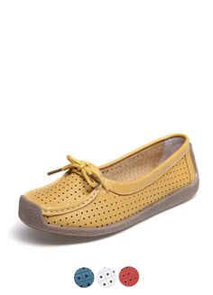 Loyola Women's Summer Leather Flat Loafers Shoes | Ultrasellershoes.com – Ultra Seller Shoes Comfortable Loafers With Rubber Sole For Spring, Casual Closed Toe Flats With Perforated Toe Box, Casual Flats With Perforated Toe Box, Casual Brown Flats With Perforated Toe Box, Casual Flats With Stitched Sole, Comfortable Casual Flat Loafers, Comfortable Casual Loafers With Flat Heel, Yellow Flat Heel Loafers For Fall, Casual Comfortable Loafers With Flat Heel