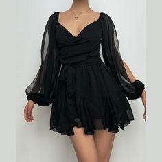 Please refer to our sizing chart for a guideline when choosing a size. 5 business days order processing time. 90% polyester 10% spandex Fitted Mini Dress With Elastic Sleeves, Flirty Mini Dress With Sheer Sleeves, Trendy Fitted Dress With Elastic Sleeves, Flowy Puff Sleeve Flirty Dress, Flowy Flirty Dress With Puff Sleeves, Fitted Mini Dress With Lantern Sleeves, Flirty Flowy Dress With Puff Sleeves, Summer Mini Dress With Pleated Sleeves, Trendy Puff Sleeve Dress With Elastic Sleeves