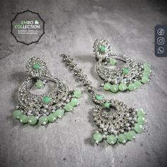 Mint Green earrings tikka set Mint Green Earrings, Mint Green Color, Pakistani Jewelry, Indian Earrings, Emerald Earrings, Green Earrings, Elevate Your Look, Bold Fashion, Perfect Match