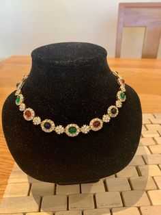 Diamond Ruby Emerald Sapphire 18 k plate Vintage Ciner Signed necklace. Very rare fine, stunning and perfect glammer. Wedding Necklaces, Ruby Emerald, Plate Necklace, Wedding Jewellery Necklace, Wedding Necklace, Favorite Things Gift, Wedding Shop, Very Rare, Wedding Jewelry