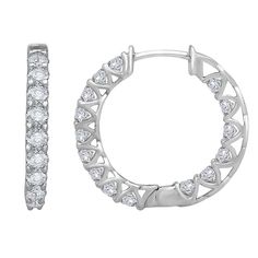 Add a touch of elegance to your jewelry box with these 14k white gold Diamond Medley lab-grown diamond hoop earrings. Click on this JEWELRY & WATCHES GUIDE to learn about fit, styles, materials and more! Add a touch of elegance to your jewelry box with these 14k white gold Diamond Medley lab-grown diamond hoop earrings. Click on this JEWELRY & WATCHES GUIDE to learn about fit, styles, materials and more! FEATURES Diameter: 23 mm Backings: post Metal: 14k white gold Plating: rhodium Finish: polis White Diamond Hoop Earrings For Formal Occasions, Formal White Diamond Hoop Earrings, Diamond White Platinum Hoop Earrings With Diamond Accents, Platinum Hoop Earrings With Diamond Accents In Diamond White, Fine Jewelry Cubic Zirconia Hoop Earrings With Halo Design, Cubic Zirconia Halo Hoop Earrings, Diamond Halo Hoop Earrings, Wedding Hoop Earrings In Diamond White Platinum, Diamond White Platinum Hoop Earrings For Anniversary