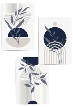 blue and beige abstract mid century wall art 3pc Wall Art, Sage Navy Bedroom, Navy Blue And Gold House Decor, Wall Art Shapes, Beige And Navy Living Room, Set Of 3 Canvas Painting Ideas, Blue Boho Art, Canvas Painting Set Of 3, Paintings For Bathroom