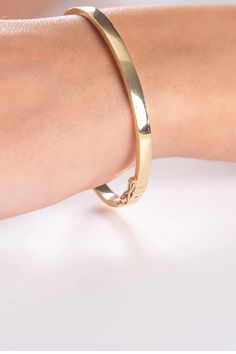 4,5mm Bangle Bracelet, Custom Gold Bangle, 14K Solid Gold Bangle, Hinged Bracelet, 14K Gold Bangle, Wife Christmas Gift. Bracelet Designs Gold For Women, Kada Design, Bangle Stacking, Solid Gold Bangle, Latest Bracelets, Wife Christmas, Modern Bracelets, Christmas Gifts For Wife, Gold Designs