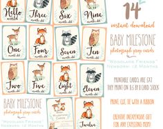 baby fox and raccoon printables for the month of june, including one with