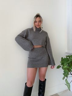 Details: Two piece sweater + skirt set Thick sweater Wide sleeves Stretchy Size + Fit: Model is 5'4 Wearing size small Fabric + Care: 100% polyester Shipping + Return: Free US ground shipping on orders $100+ We offer free returns and a refund in the form of store credit with items not worn within 10 days of delivery For more info on returns visit our returns page Winter Two Piece Outfit, Two Piece Sweater Skirt Set, Drinks Well With Others, Skirt Set Outfit, York Outfits, Winter Party Outfit, Sweater Skirt Set, New York Outfits, Cold Weather Outfit