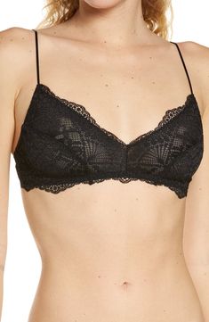 Free shipping and returns on Free People Intimately FP Maya Multiway Bralette at Nordstrom.com. Intricate lace lends romantic charm to this pretty bralette designed with a dipped neckline and slinky adjustable straps. Party Bra With Adjustable Straps And Triangle Top, Lace Camisole Bra With Removable Pads, Lace Camisole With Removable Bra Pads, Party Triangle Top Bra With Adjustable Straps, Party Bra With Delicate Straps And Underwire, Lace Camisole With Built-in Bra, Camisole With Removable Bra Pads, Lace Camisole With Built-in Underwire Bra, Bra Friendly Lace Camisole