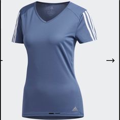 Brand New Adidas Running 3 Stripe Climalite Women’s Short Sleeve Tee, V Neck, Regular Fit Is Close To The Body Offering A Semi-Fitted Feel That Follows The Shape Of The Body, Tecink/ White Color, M Size, Made In Indonesia,Machine Wash Cold, Thanks Inv:2 Adidas Sporty V-neck Tops, Blue Sportswear Top With Three Stripes, Adidas Three Stripes Tops For Gym, Adidas Stretch Moisture-wicking Tops, Adidas Moisture-wicking Stretch Tops, Sporty Stretch Top With Three Stripes, Short Sleeve Activewear With Three Stripes For Workout, Adidas Athletic Fit Short Sleeve Tops, Adidas Moisture-wicking Tops For Workout