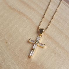 DESCRIPTION: This 14K Gold Christian Cross Necklace features a dainty CZ diamond cross pendant, perfect for a minimalist look. A timeless piece of religious jewelry for women, ideal as a faith gift or everyday wear. BEST FEATURES: 14K solid gold material for lasting durability. Dainty cross pendant with sparkling CZ diamonds. Minimalist design perfect for everyday wear. Hypoallergenic and safe for sensitive skin. Adjustable chain for a customized fit. ADVANTAGES: High-quality craftsmanship ensur Christian Cross Necklace, Pendant Minimalist, Customer Gifts, Faith Gifts, Gold Cross Necklace, Diamond Cross Pendants, Christian Cross, Necklace Dainty, Gold Cross