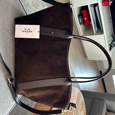 Brand New Amerai Brown Suede Leather Handbag With Strap Brown Suede Tote, Brown Suede Tote Bag, Brown Suede Bag, Suede Tote Bag, Suede Tote, Fashion Woman, Fall 2024, Clothing Ideas, Brown Suede