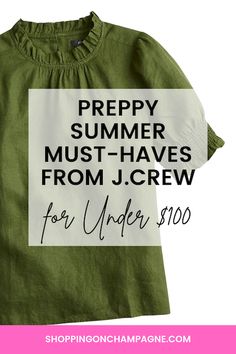 J.Crew Preppy Clothes, accessories, and must-have items Under $100. Looking cute doesn't have to cost a fortune. Add these affordable items to your capsule wardrobe even if you're on a budget! Preppy Must Haves, Outfit For Everyday, Capsule Wardrobe Pieces, Capsule Wardrobe Work, Summer Shopping