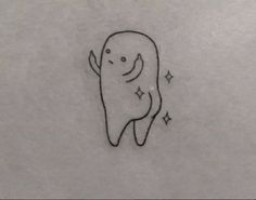 a drawing of a tooth with stars on it's side and the bottom part of its mouth