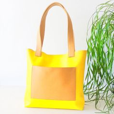 Mini Yellow Vegan handbag  spring shoulder bag  by PittiVintage Yellow Tote Bag, Tote Bag With Pockets, Vegan Tote Bag, Vegan Purses, Bags Online Shopping, Yellow Handbag, Vegan Handbags, Bag Summer, Small Tote Bag