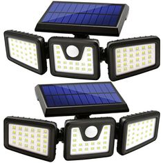 four solar powered motion activated security lights