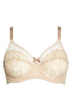 Floral lace and sultry sheer insets veil the supportive full-coverage cups of this flattering underwire bra designed without padding for a comfortable, natural fit. Style Name:Wacoal Retro Chic Full Figure Underwire Bra. Style Number: 260906. Feminine Full Cup Bra With Lace Trim, Feminine Full Cup Beige Bra, Wedding Sheer Underwire Bra, Wedding Underwire Sheer Bra, Sheer Underwire Bra For Wedding, Elegant Underwire Nursing Bra With Lace Trim, Elegant Nursing Bra With Lace Trim And Underwire, Beige Full Coverage Bra With Lace Trim, Lace Nursing Bra With Padded Cups Full Coverage