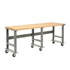 a workbench with wheels on each side