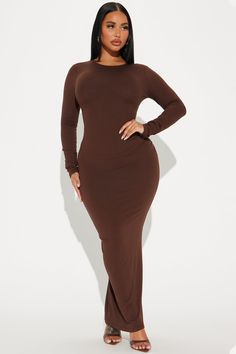 Available In Black, Brown, Wine, And Hunter. Maxi Dress Long Sleeves High Neckline Backless Cut Out Ruched Butt Stretch 93% Rayon 7% Spandex Imported | Secretly Sexy Maxi Dress in Brown size Large by Fashion Nova Brown Long Sleeve Dress, Dark Brown Dress, Dresses With Cowboy Boots, Maxi Dress Long, Dress Long Sleeves, Martial Artists, Bodycon Maxi Dresses, Fashion Nova Dress, Bodycon Dresses