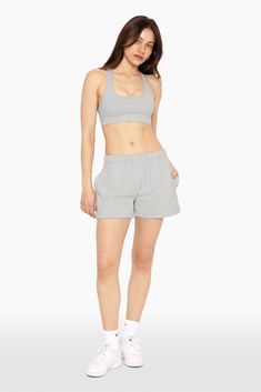 Indulge in laid-back luxury with our Sweat Shorts in Heather Grey. Boasting a leg-lengthening fit, clean sewn bottom hem, and high rise, these shorts offer both comfort and style. Made from our heavyweight sweats fabric, they guarantee coziness. Embroidered with the SET logo on the upper right thigh, they add a touch of elegance to your loungewear collection. Athleisure Activewear For Lounging, Short Length, Athleisure Activewear For Lounging, Short Length Athleisure Activewear For Lounging, Athleisure Activewear Shorts For Lounging, Gray Short Activewear For Loungewear, Gray Relaxed Fit Athleisure Shorts, Gray Relaxed Fit Shorts For Athleisure, Sporty Solid Color Athletic Shorts For Loungewear, Fitted Sportswear Shorts For Loungewear