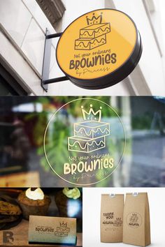 the logo for brownies is shown above two bags