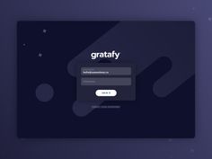 the gratify login screen is shown in this screenshote image, it appears to be dark blue