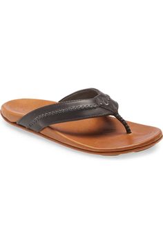 OluKai Mea Ola Flip Flop (Men) | Nordstrom Comfortable Leather Sandals, Anniversary Sale, Flip Flop, Mens Flip Flop, Leather Sandals, Flip Flops, Casual Outfits, Nordstrom, Sandals