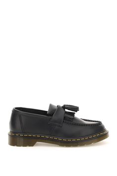 BLACK DR. MARTENS  'ADRIAN TASSEL' LOAFER Adrian Tassel Loafer, Dr Martens Adrian, Timeless Shoes, Summer Heels, Fashion Enthusiast, Tassel Loafers, Balenciaga Designer, Luxury Retail, Leather Loafers