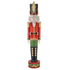 a wooden nutcracker is shown on a white background