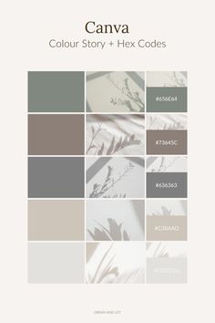 the color scheme for canva is shown in shades of gray, beige and white