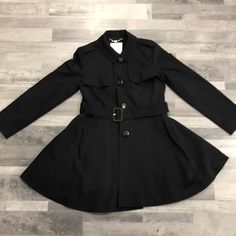 Kate Spade Trench Coat Black Size:S/P Nwt Never Been Worn Measurements Are Hand Measurements And Might Be Little Off Please Ask Questions And We Take Reasonable Offers Original Price :319 We Do Not Take Any Returns Due To The Nature Of The Item Thank You #Katespade #Winter #Womens #Trending #Rareitem @Promakeupz Single Breasted A-line Outerwear For Work, Chic Black A-line Outerwear, Black A-line Outerwear For Work, Black Fitted Belted Outerwear, Fitted Black Belted Outerwear, Tailored A-line Outerwear For Fall, Classic Tailored A-line Outerwear, A-line Single Breasted Outerwear For Work, Chic A-line Outerwear For Office