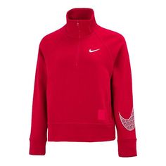 Nike CNY New Year's Edition Casual Sports Solid Color Half Zipper Stand Collar Hoodie Jacket Red DQ5371-687 (Women's) Sporty Half-zip Sweatshirt For Winter, Winter Sporty Half-zip Sweatshirt, Sports Half-zip Hoodie With Zipper Closure, Half-zip Sports Sweatshirt With Zipper, Half-zip Sweatshirt With Zipper For Sports, Half-zip Sweatshirt With Zipper Closure For Sports, Sporty Zippered Hoodie For Sports, Winter Sports Half-zip Sweatshirt, Functional Red Hoodie For Winter