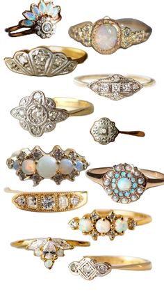 many different types of rings with diamonds on them