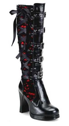 CRYPTO-106 Black Lace Boots Gothic High Heels, Botas Goth, Gothic Heels, Steampunk Mode, Demonia Boots, Goth Boots, Gothic Boots