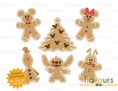 christmas cookie cutouts with mickey mouse and other characters