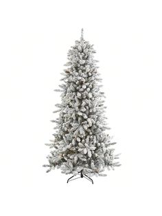 a white christmas tree with snow on it