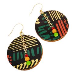 These vibrant and bold earrings are perfect for adding a pop of color to any outfit. With their eye-catching African prints, they'll be sure to turn heads and start a party wherever you go! Lightweight Materials: wood 2 inches Hypoallergenic ear wire Multicolor Wooden Beads Dangle Earrings, Wooden Beads Drop Earrings, Adjustable Wooden Bead Drop Earrings, I Am Unique, African Heritage, Bold Earrings, Paper Jewelry, Stunning Earrings, Beaded Dangles