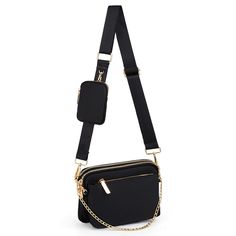 PRICES MAY VARY. ► Durable Material - Cortelay women cross bag is made of high quality synthetic leather, upgraded fabric lining and durable metal zipper. Easy to clean & No any weird smell. ► Perfect Size - Item depth front to back: 5.51". Width side to side: 8.46". Height top to bottom: 2.76". Item weight: about 1.06 pounds. 1 adjustable shoulder belt strap lengths from 17.3" to 57", drops 27.5" at maximum. ► Multiple Compartments - The small crossbody bag contains 1 main bag, 1 mini clutch ba Small Coin Pouch, Trendy Belts, Mini Cute, Black Crossbody Purse, Crossbody Bags For Women, Belt Purse, Coin Wallet, Cross Bag, Black Crossbody